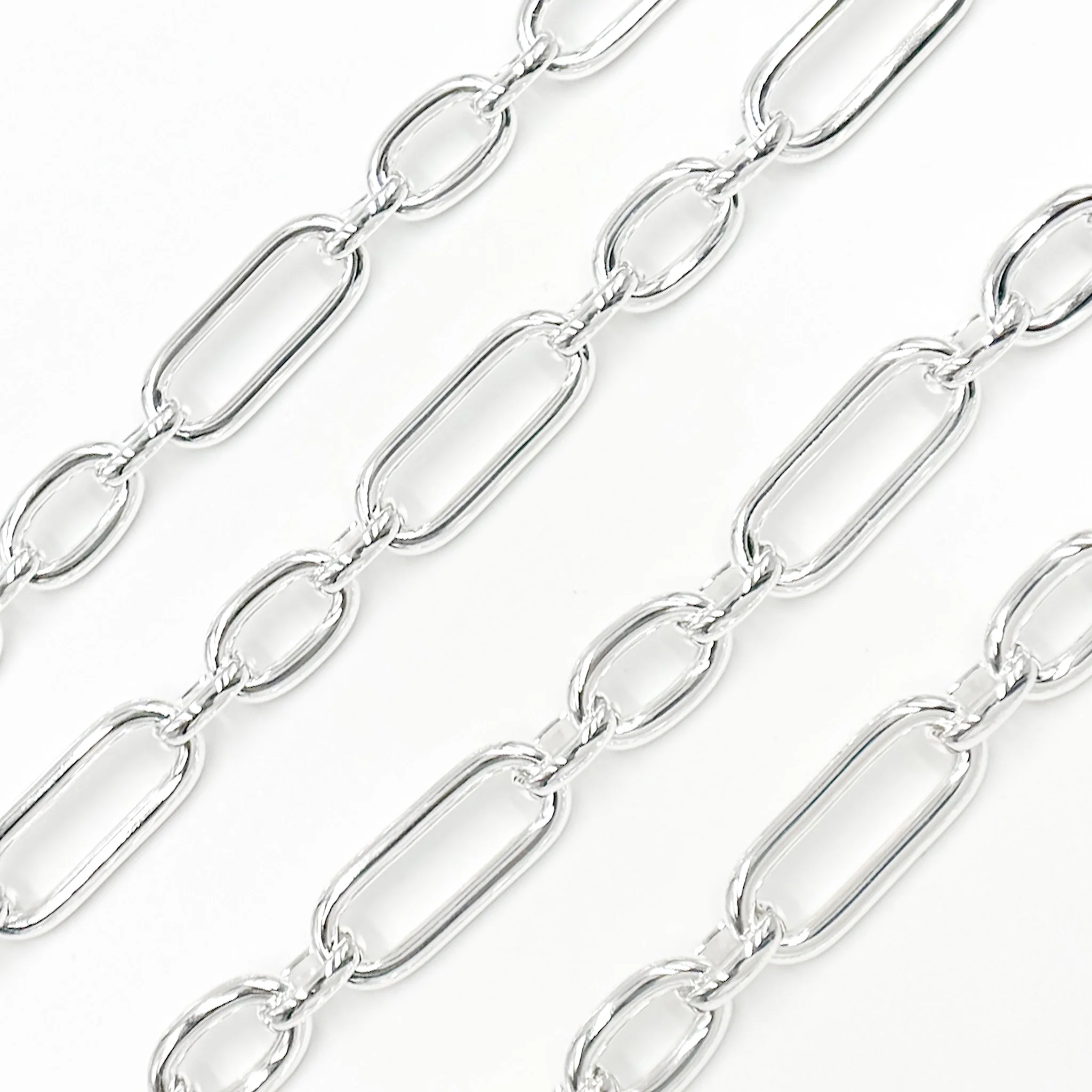 551MTSS. Sterling Silver Smooth Long and Short Link Chain - Image 3