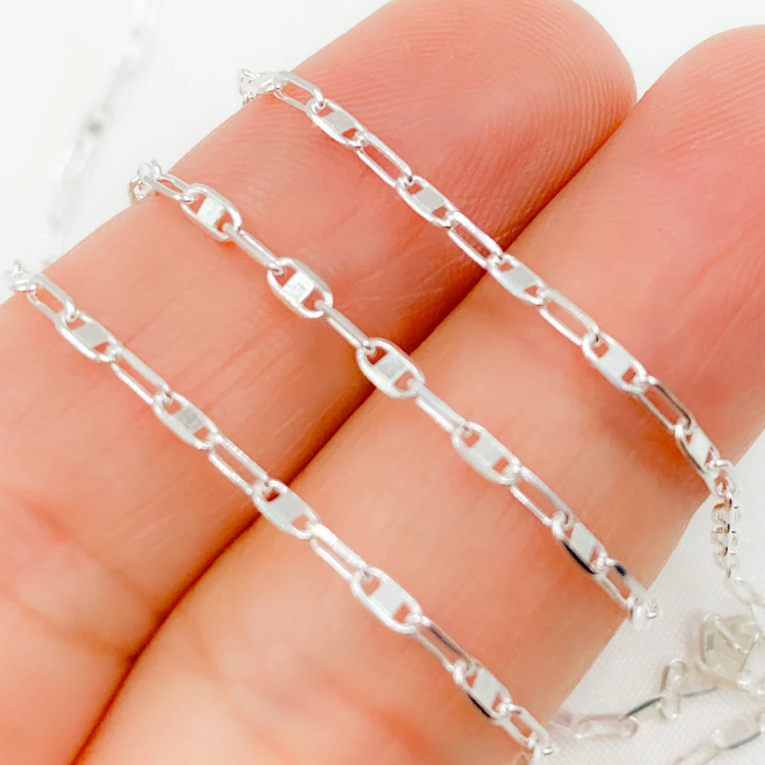 Z107SS. Sterling Silver Oval & Mariner Link Chain