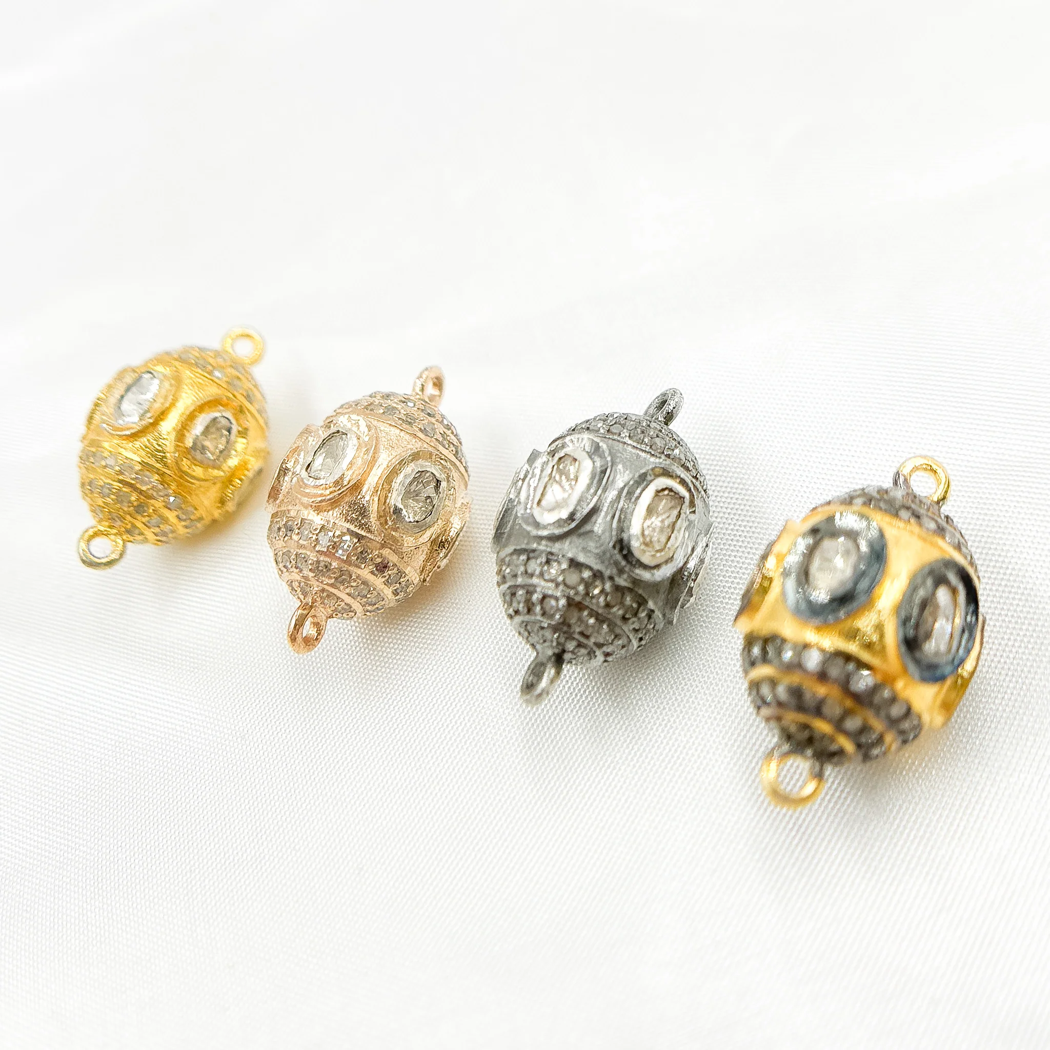 DC846. Diamond & Sterling Silver Oval Bead - Image 8