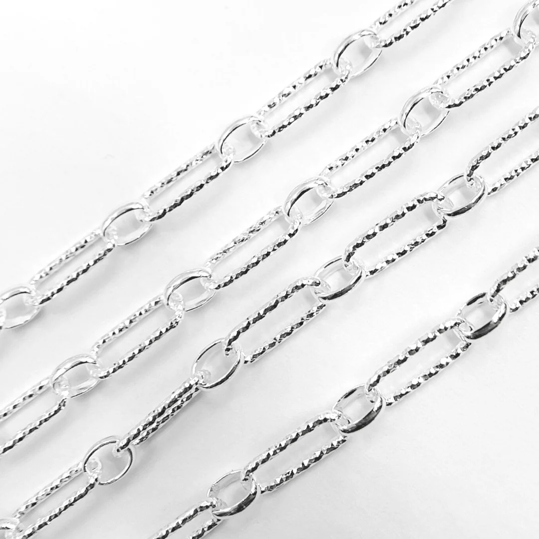 V166SS. Sterling Silver Diamond Cut Paperclip Chain - Image 2