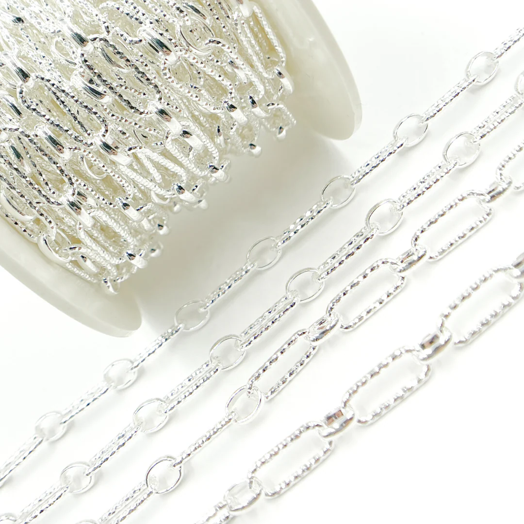 V166SS. Sterling Silver Diamond Cut Paperclip Chain - Image 4