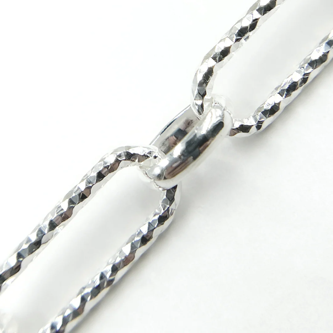 V166SS. Sterling Silver Diamond Cut Paperclip Chain - Image 5