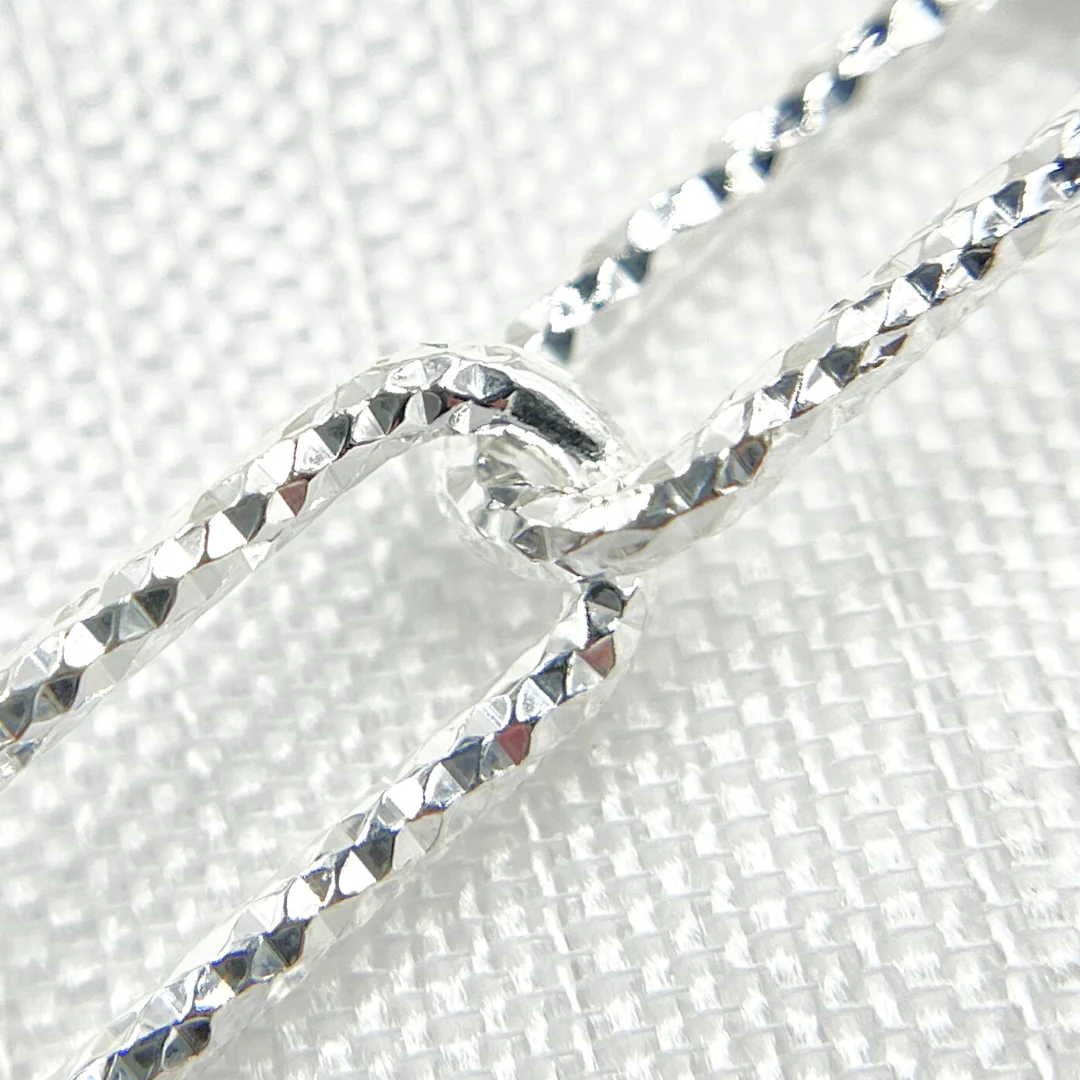 V10SS. 925 Sterling Silver Paperclip Diamond Cut Link Chain - Image 3