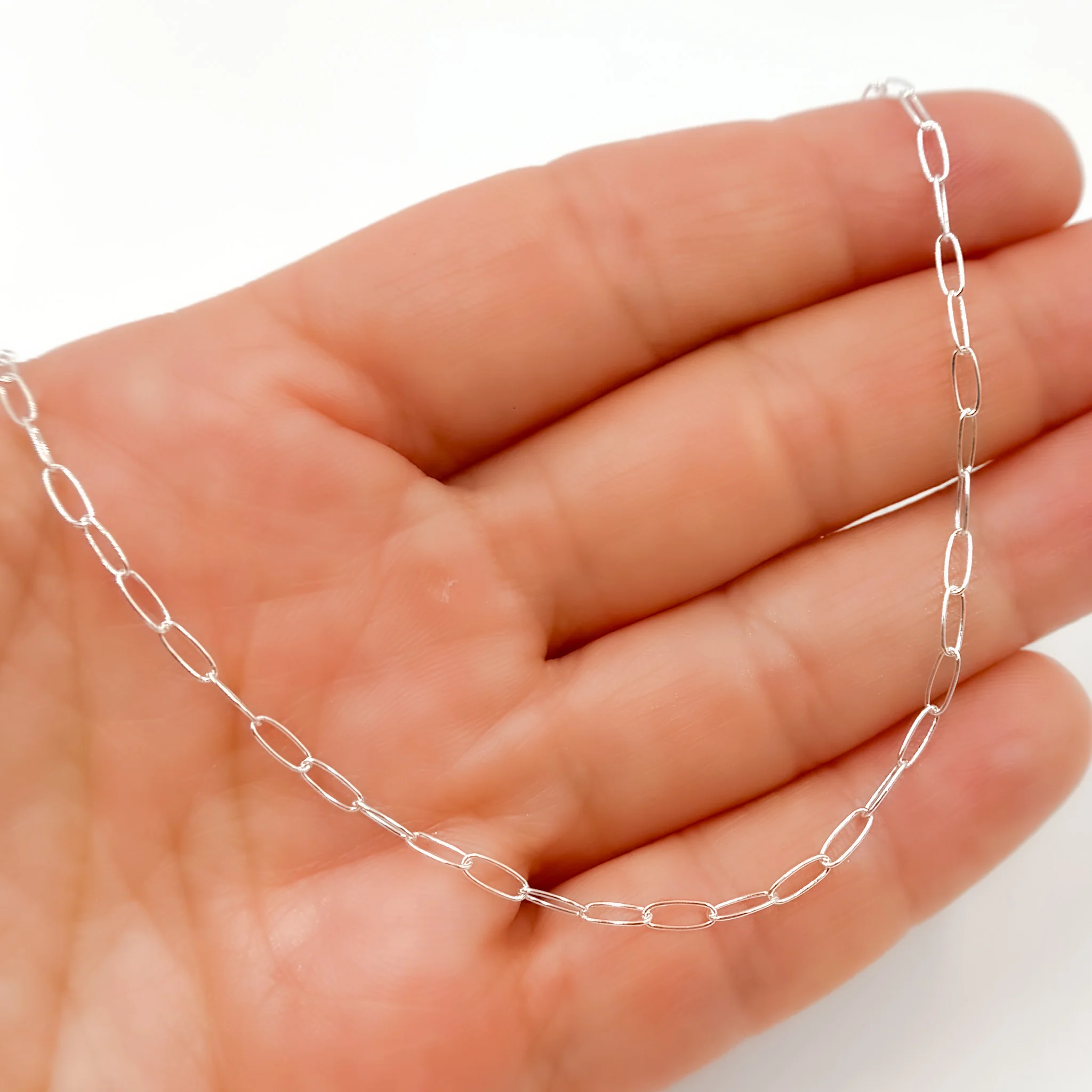 1606SSN. Sterling Silver Smooth Paperclip Necklace - Image 3