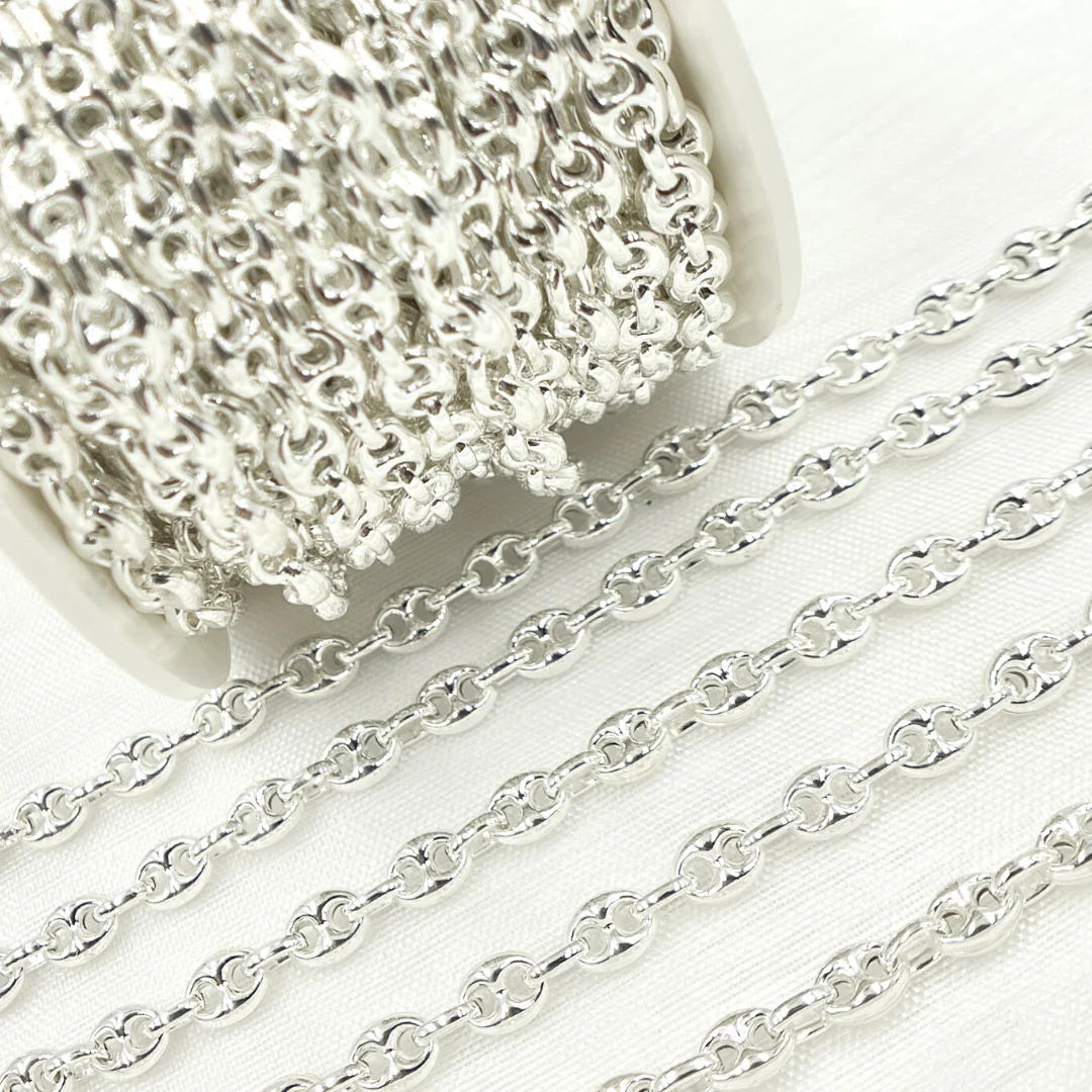 V24SS. Sterling Silver Puff Marina Link Chain - Image 5
