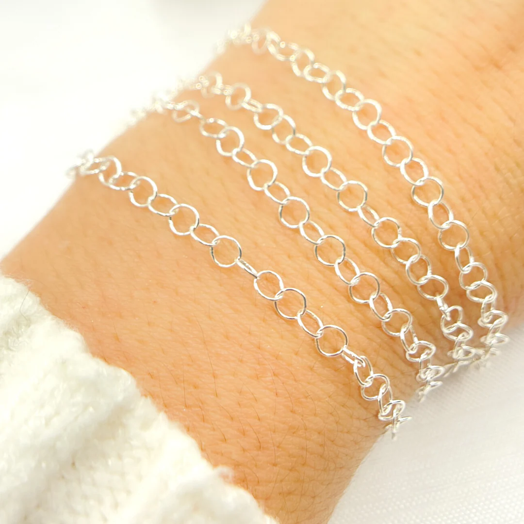 678SS. 925 Sterling Silver Round Link Chain - Image 4