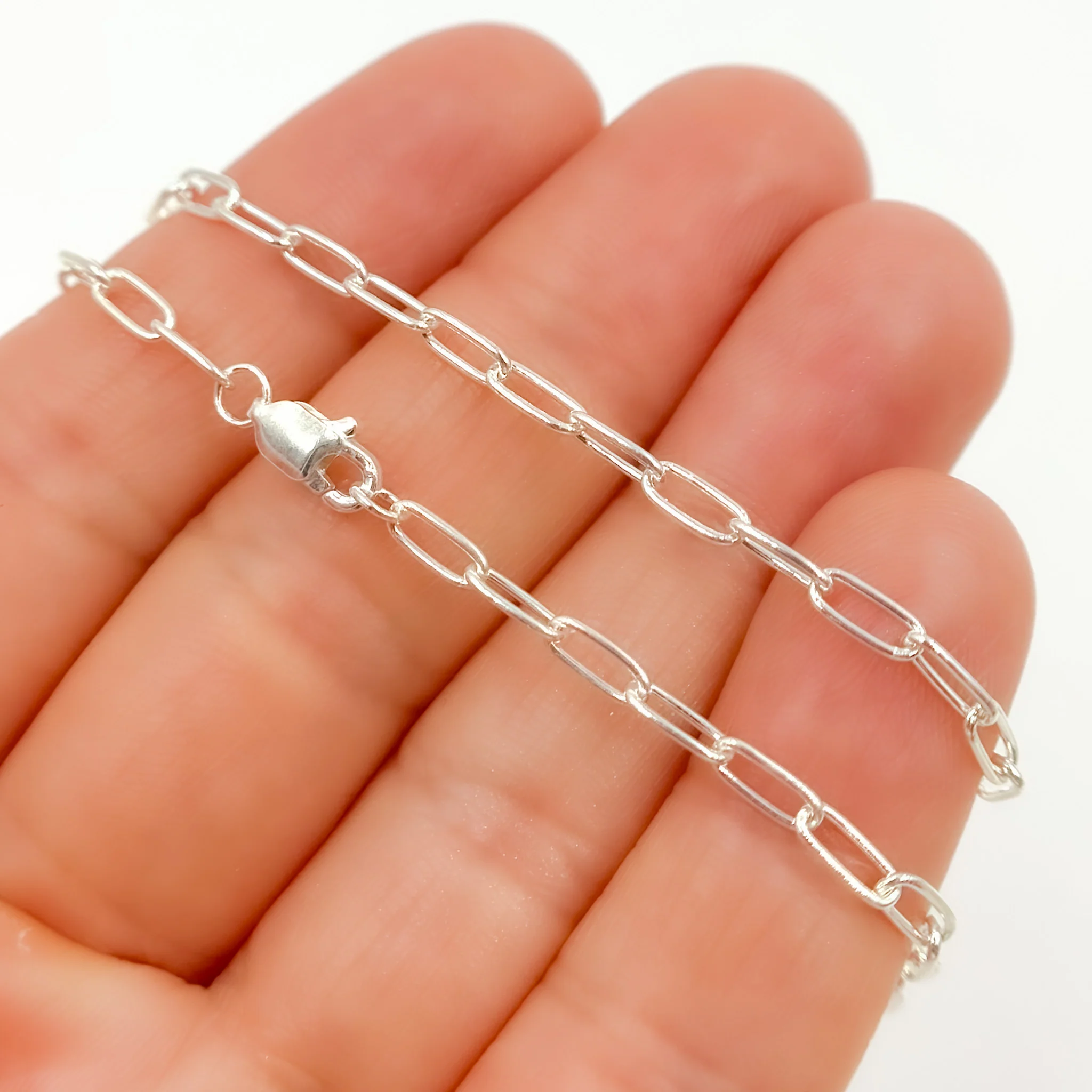 2903SSN. Sterling Silver Smooth Paperclip Necklace