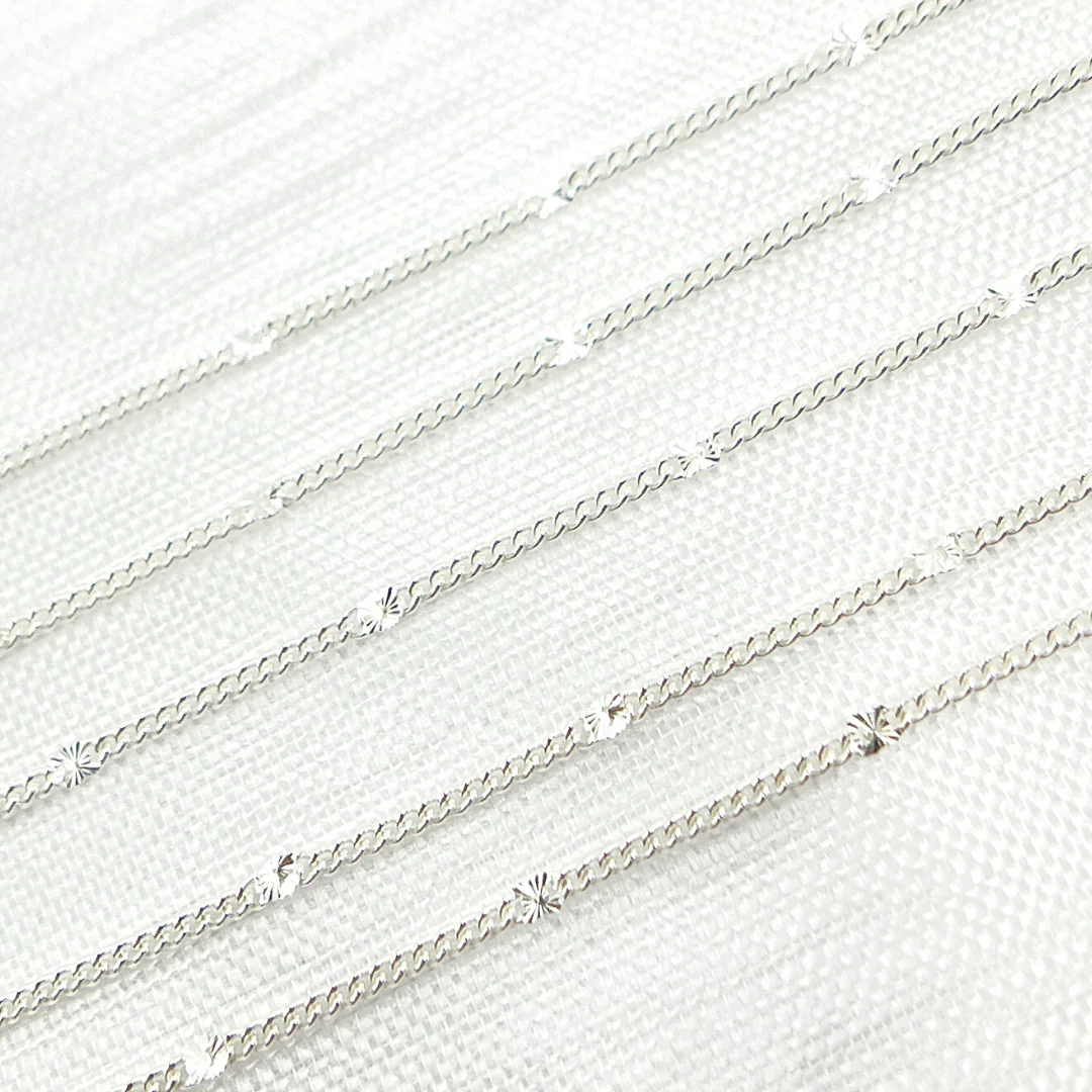 70S3SS. 925 Sterling Silver Satellite Curb & Diamond Cut Marina Link Chain - Image 2