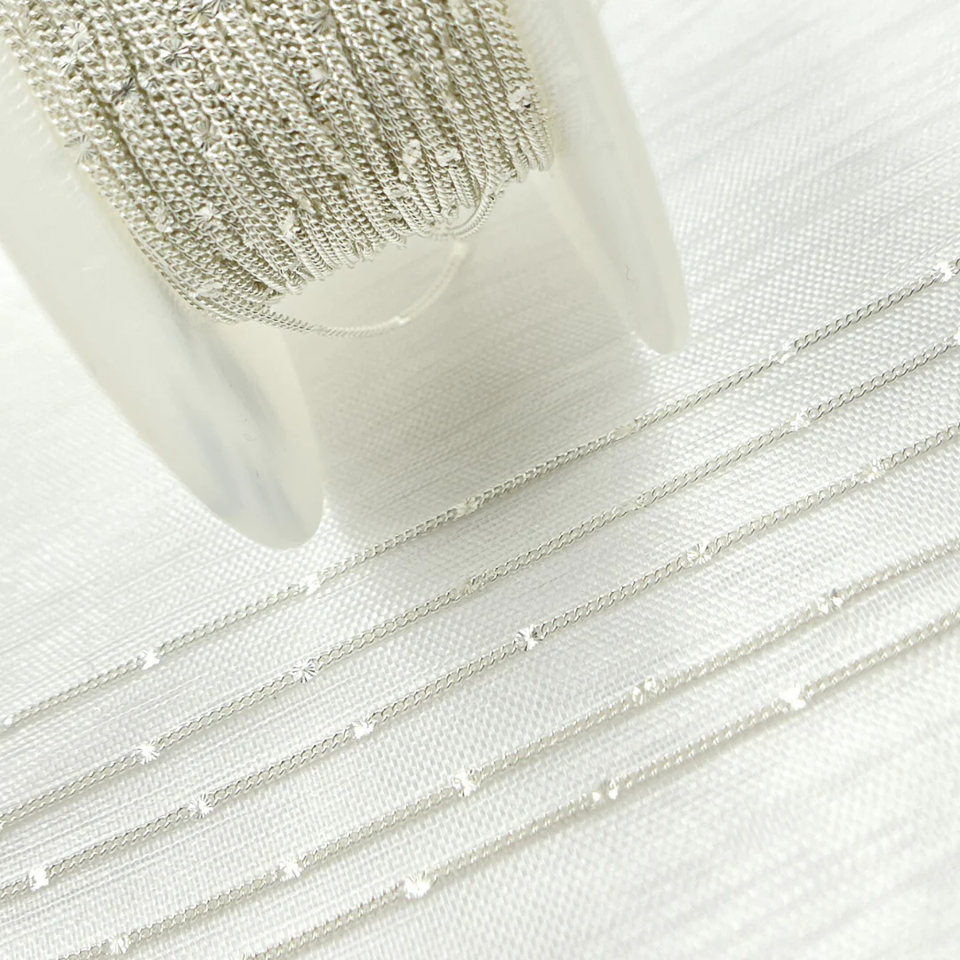 70S3SS. 925 Sterling Silver Satellite Curb & Diamond Cut Marina Link Chain - Image 3