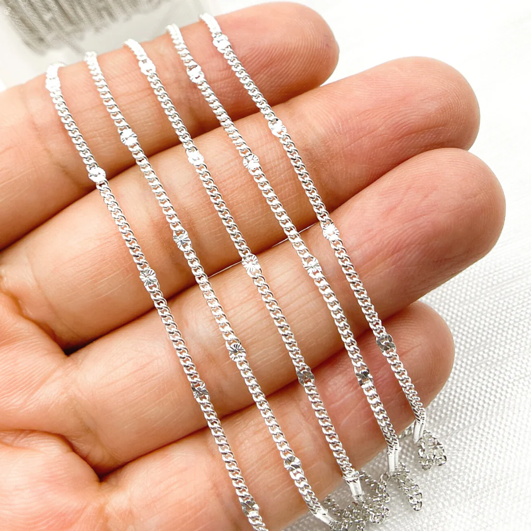 69S3SS. 925 Sterling Silver Satellite Curb Link Chain - Image 3