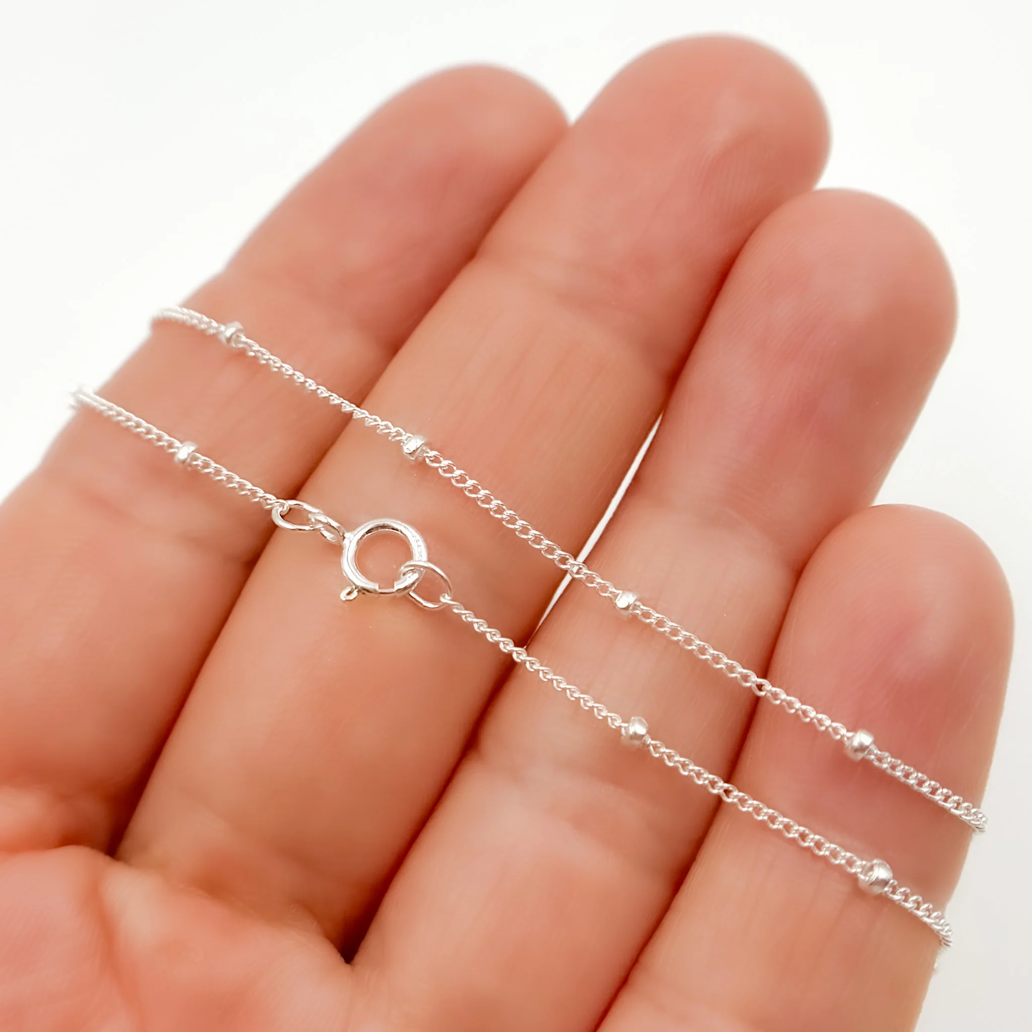 444SSN. Sterling Silver Satellite Necklace