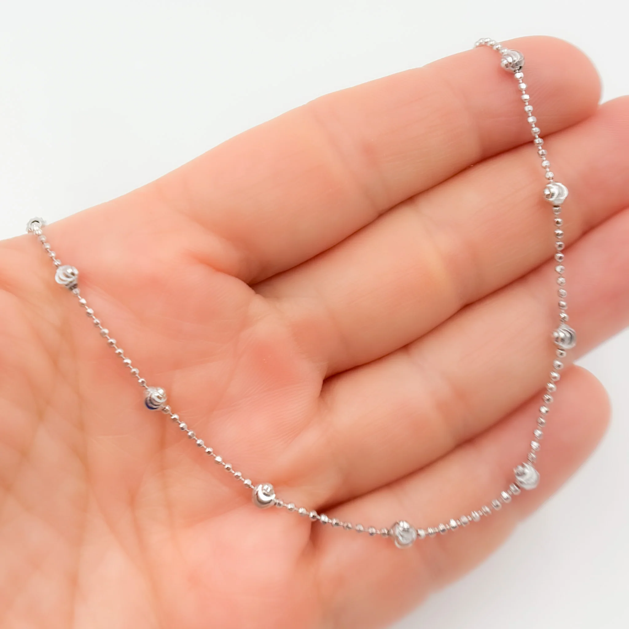 120KPLP3SS. Sterling Silver Satellite Necklace - Image 4