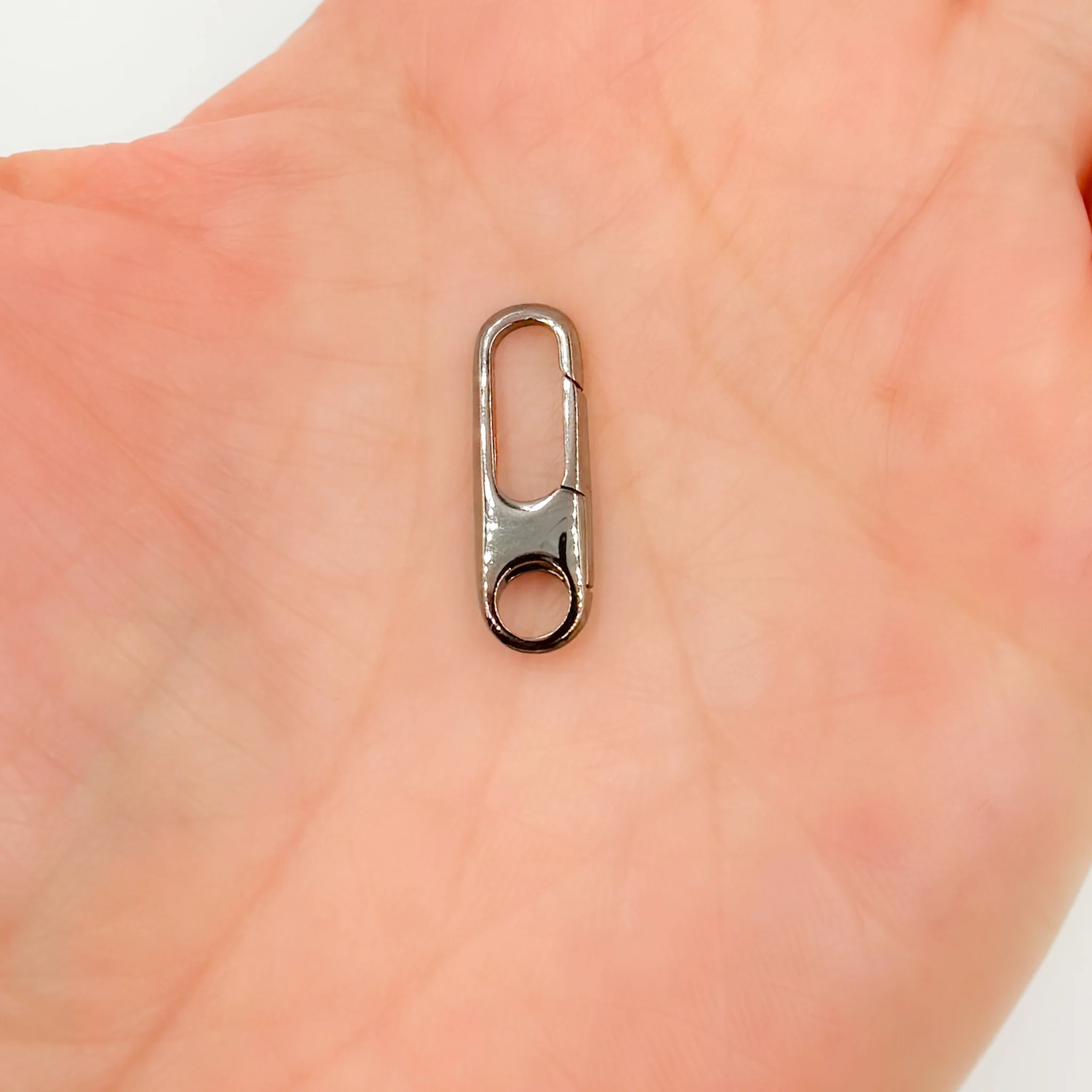 1355BRS. 20MM Black Rhodium Shiny Sterling Silver Oval Clasp - Image 4