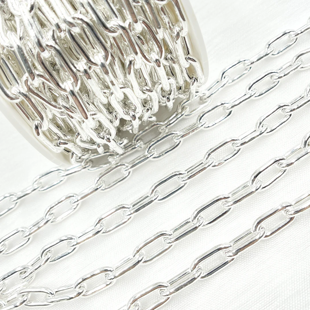 V176SS. 925 Sterling Silver Smooth Hollow Paperclip Link Chain - Image 4