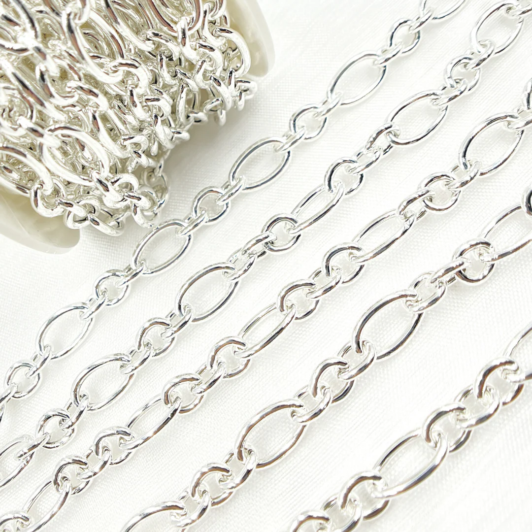 V171SS. 925 Sterling Silver Smooth Oval and Round Link Chain - Image 3