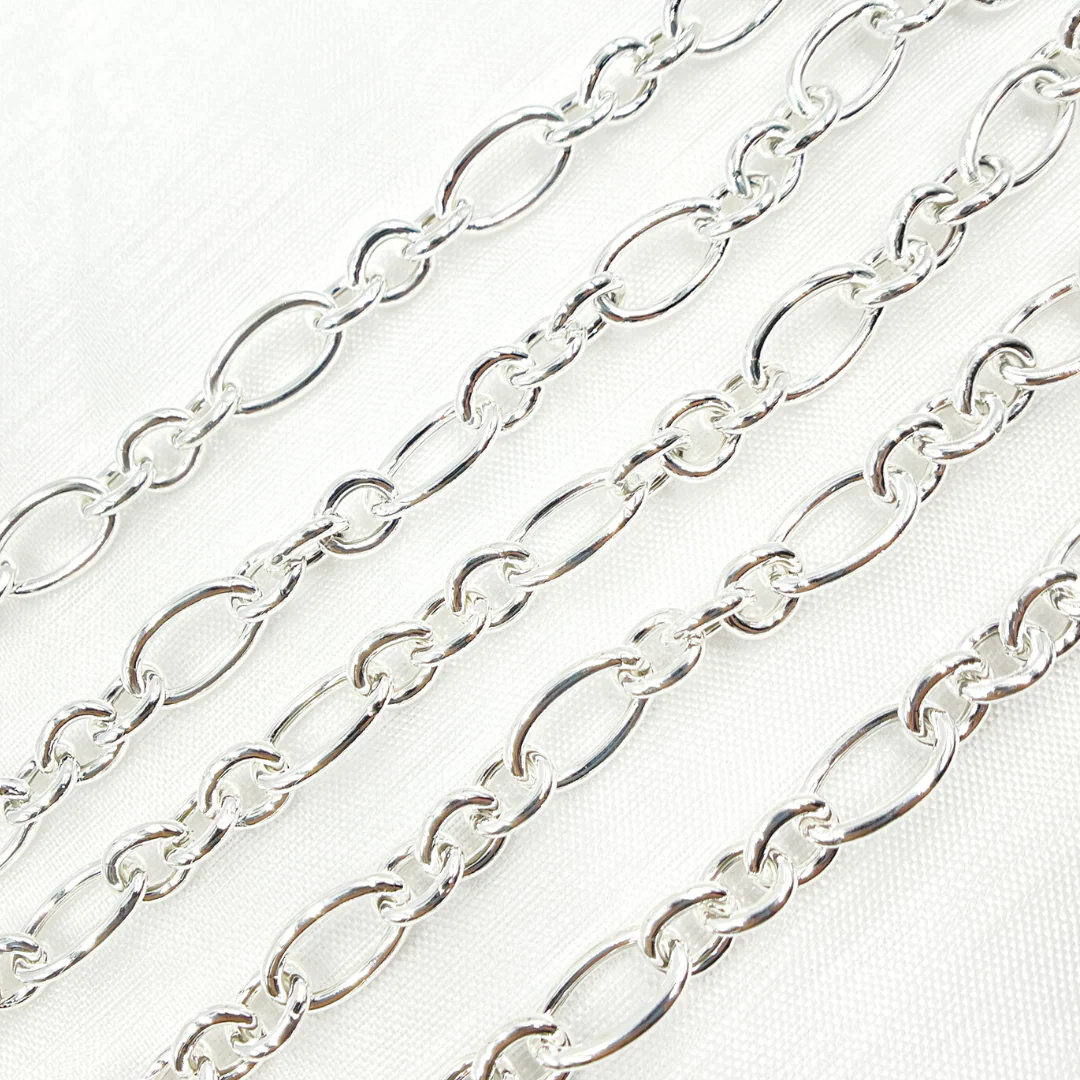 V171SS. 925 Sterling Silver Smooth Oval and Round Link Chain - Image 5