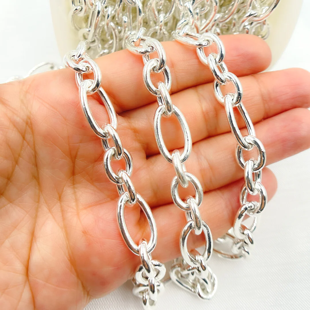 V172SS. Sterling Silver Smooth Oval and Round Link Chain