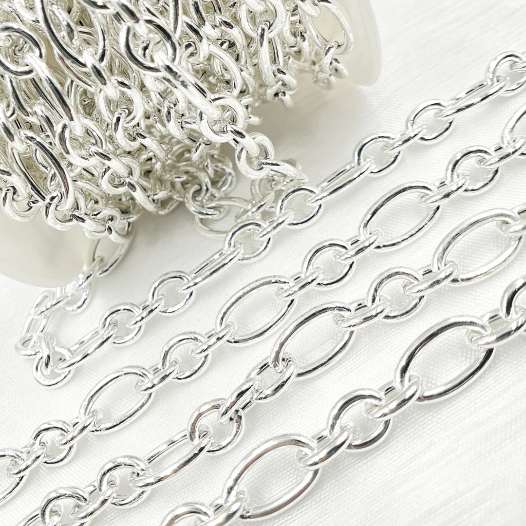 V172SS. Sterling Silver Smooth Oval and Round Link Chain - Image 4