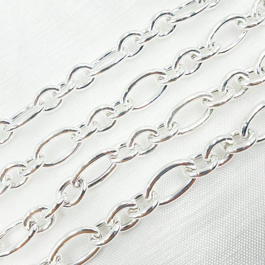 V172SS. Sterling Silver Smooth Oval and Round Link Chain - Image 5