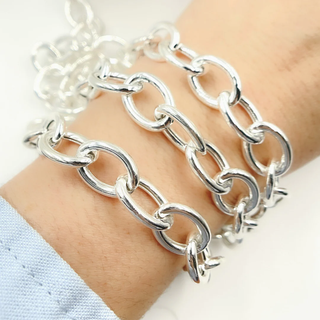 Y89SS. Sterling Silver Smooth Oval Hollow Link Chain - Image 2