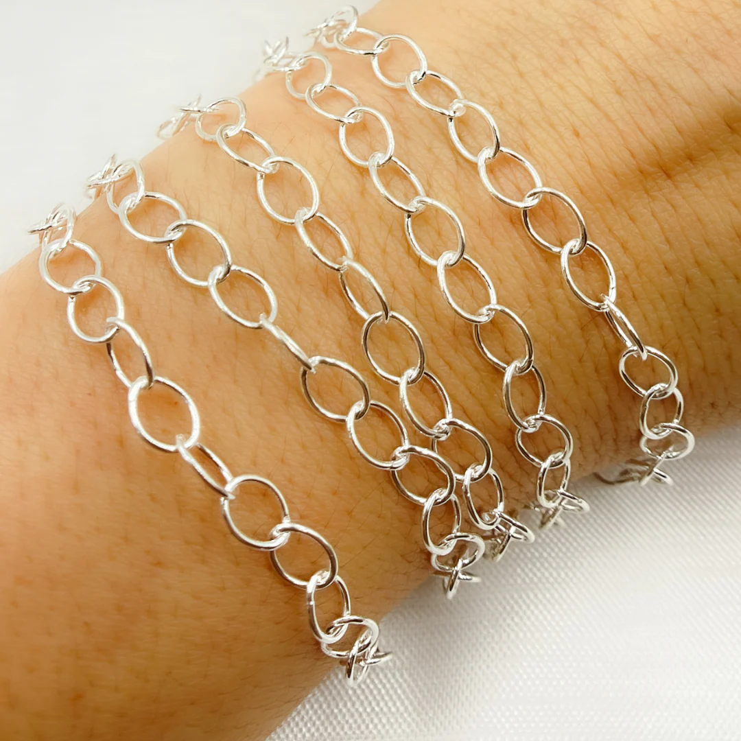 V189SS. Sterling Silver Smooth Oval Link Chain - Image 2