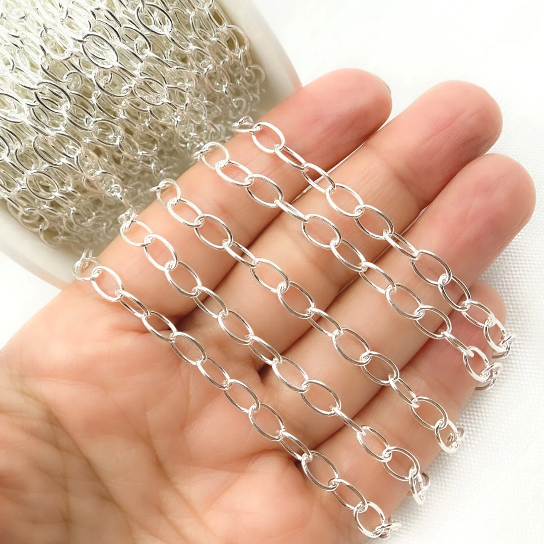 V193SS. 925 Sterling Silver Smooth Oval Link Chain