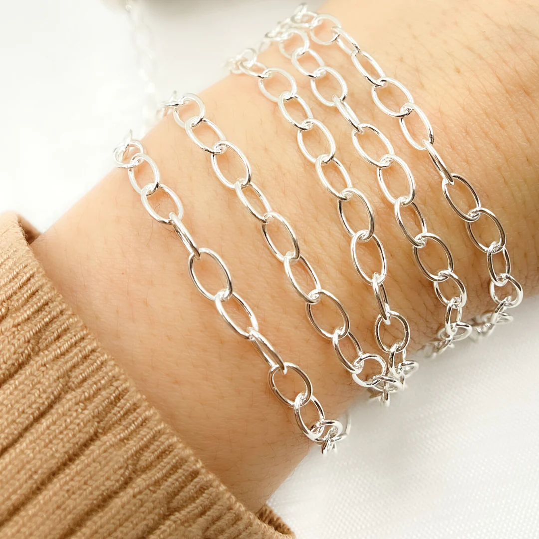 V193SS. 925 Sterling Silver Smooth Oval Link Chain - Image 2