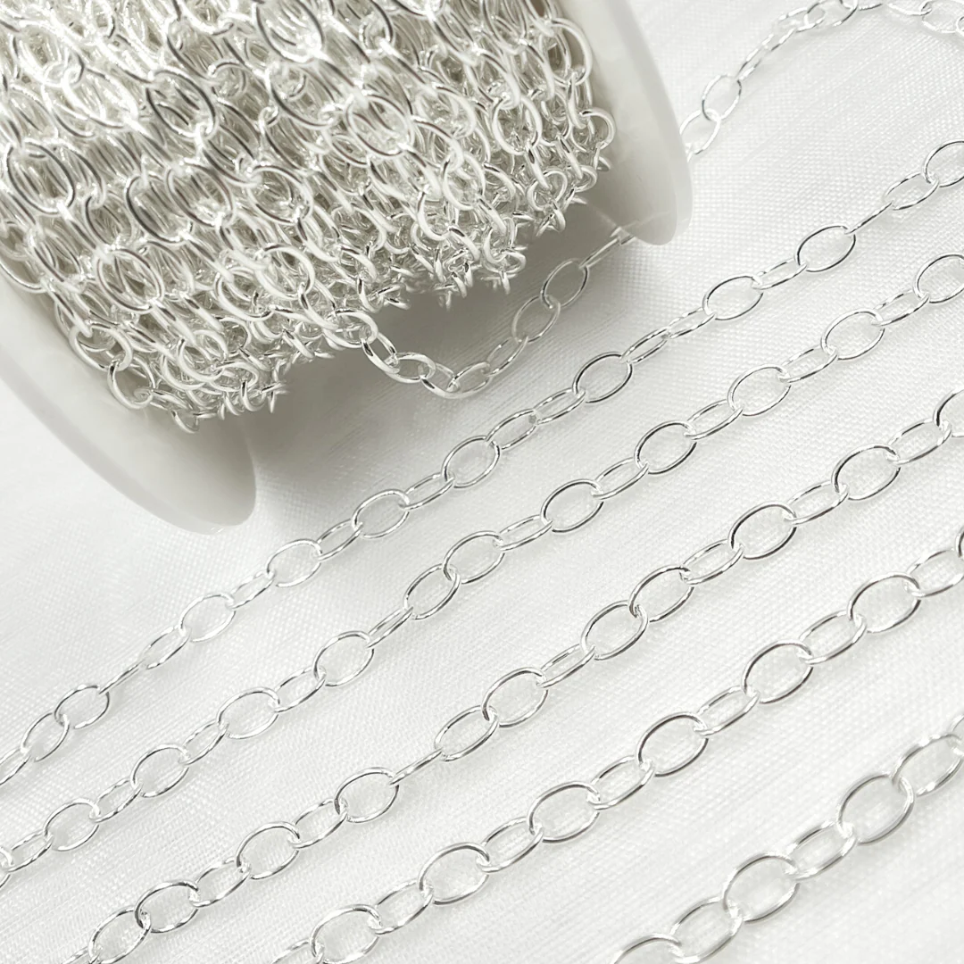 V193SS. 925 Sterling Silver Smooth Oval Link Chain - Image 3