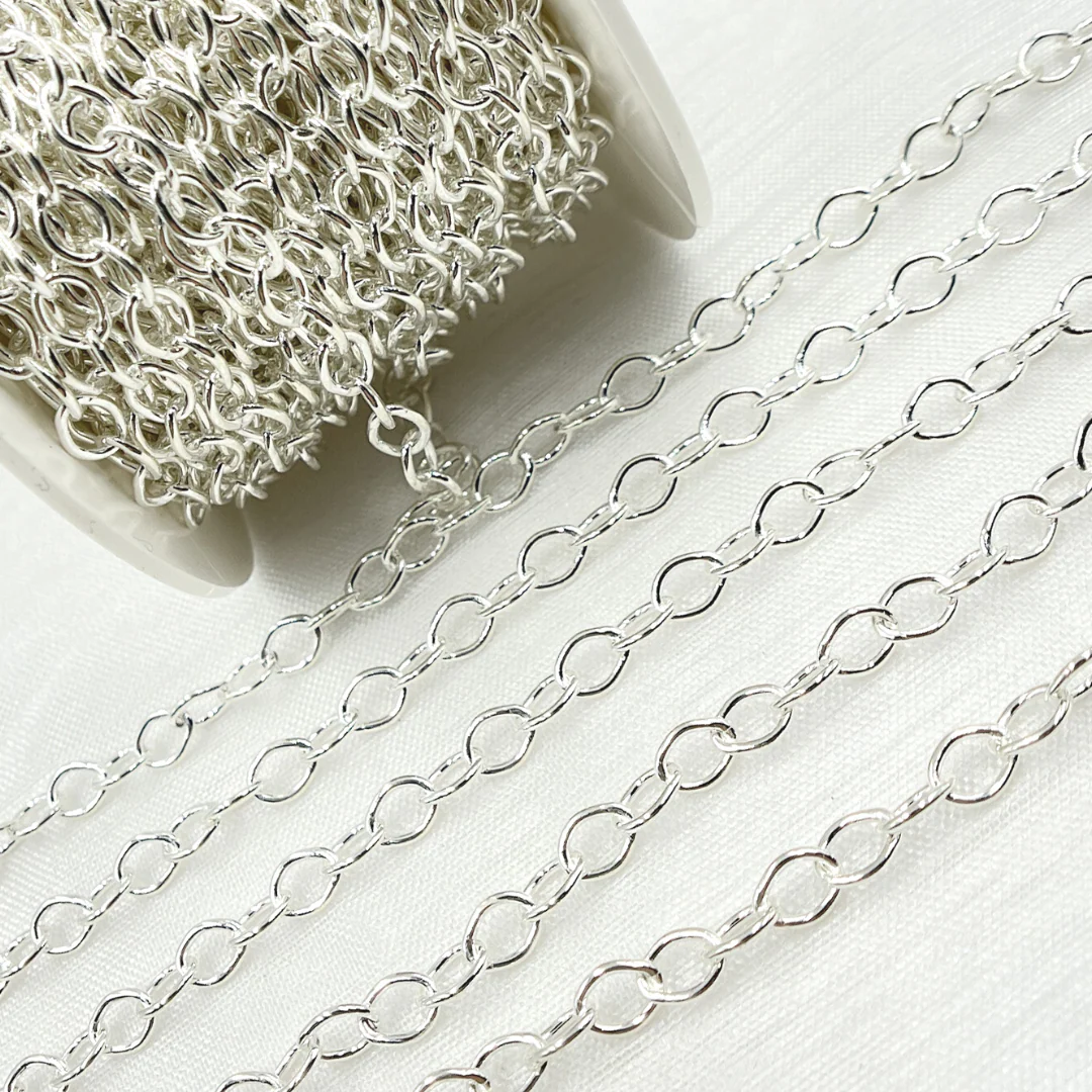 V194SS. Sterling Silver Smooth Oval Link Chain - Image 5