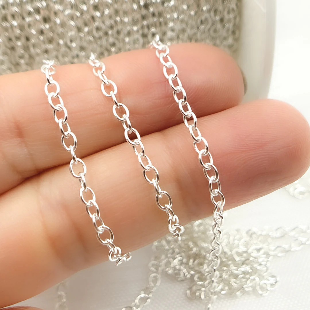 V196SS. Sterling Silver Smooth Oval Link Chain