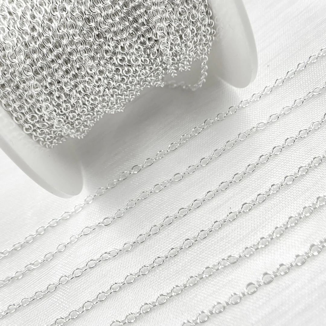 V196SS. Sterling Silver Smooth Oval Link Chain - Image 4