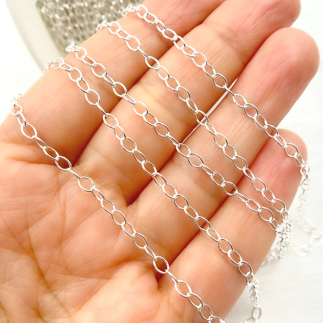 V198SS. Sterling Silver Smooth Oval Link Chain