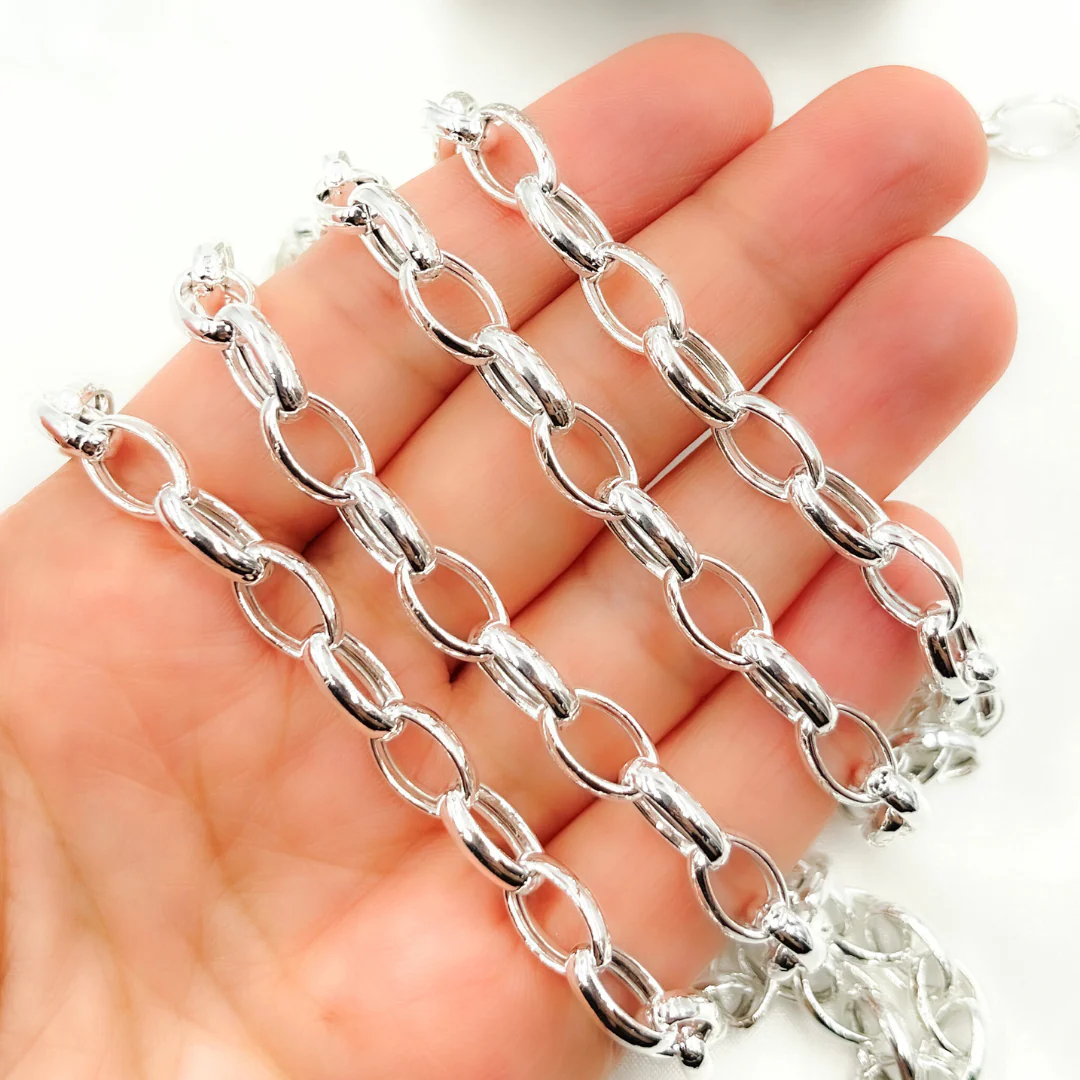 V23SS. Sterling Silver Smooth Oval Link Chain
