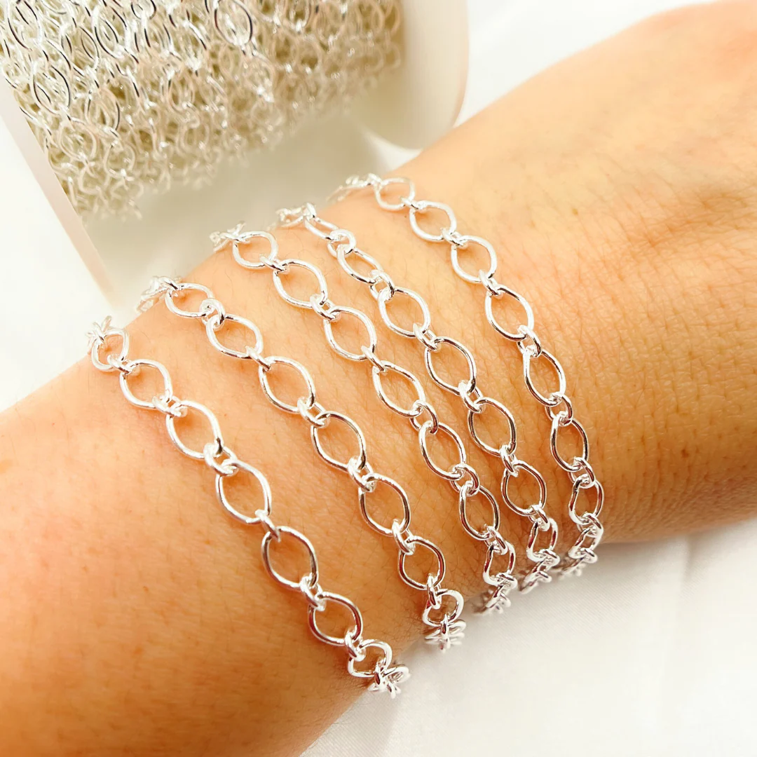 V98SS. Sterling Silver Smooth Ova Link Chain