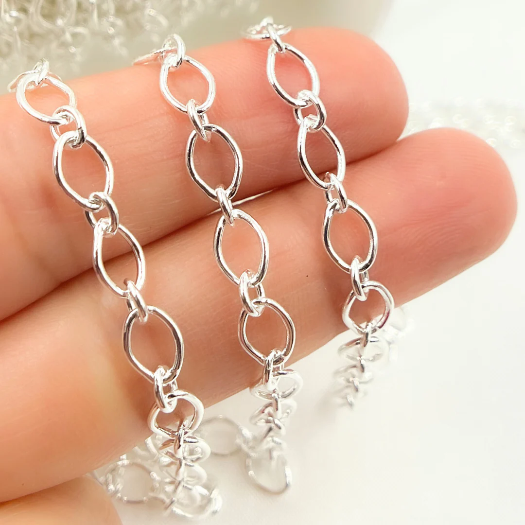 V98SS. Sterling Silver Smooth Ova Link Chain - Image 3