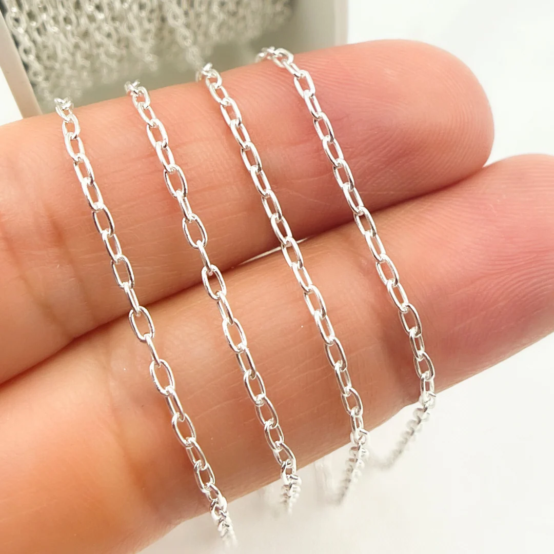 V99SS. Sterling Silver Smooth Oval Link Chain