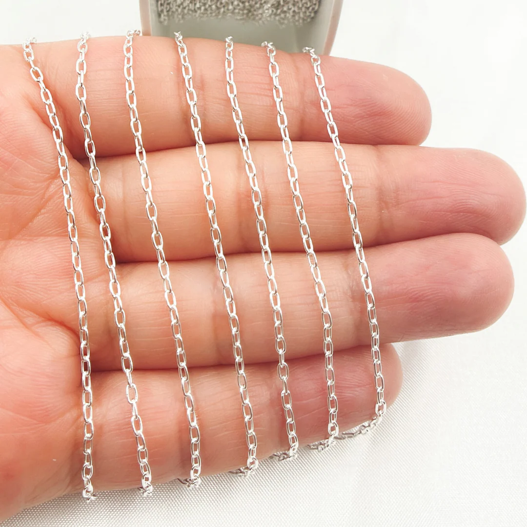 V99SS. Sterling Silver Smooth Oval Link Chain - Image 4