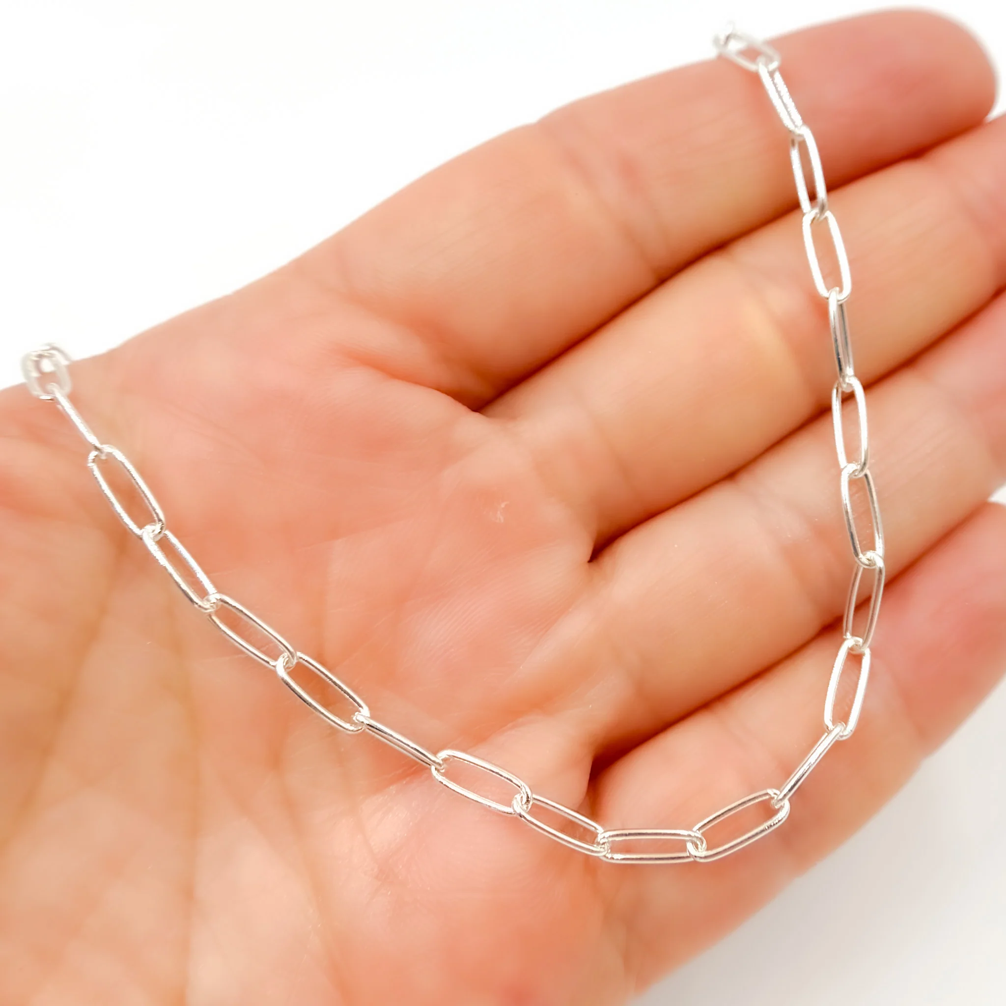 2505SSN. Sterling Silver Smooth Paperclip Necklace - Image 2