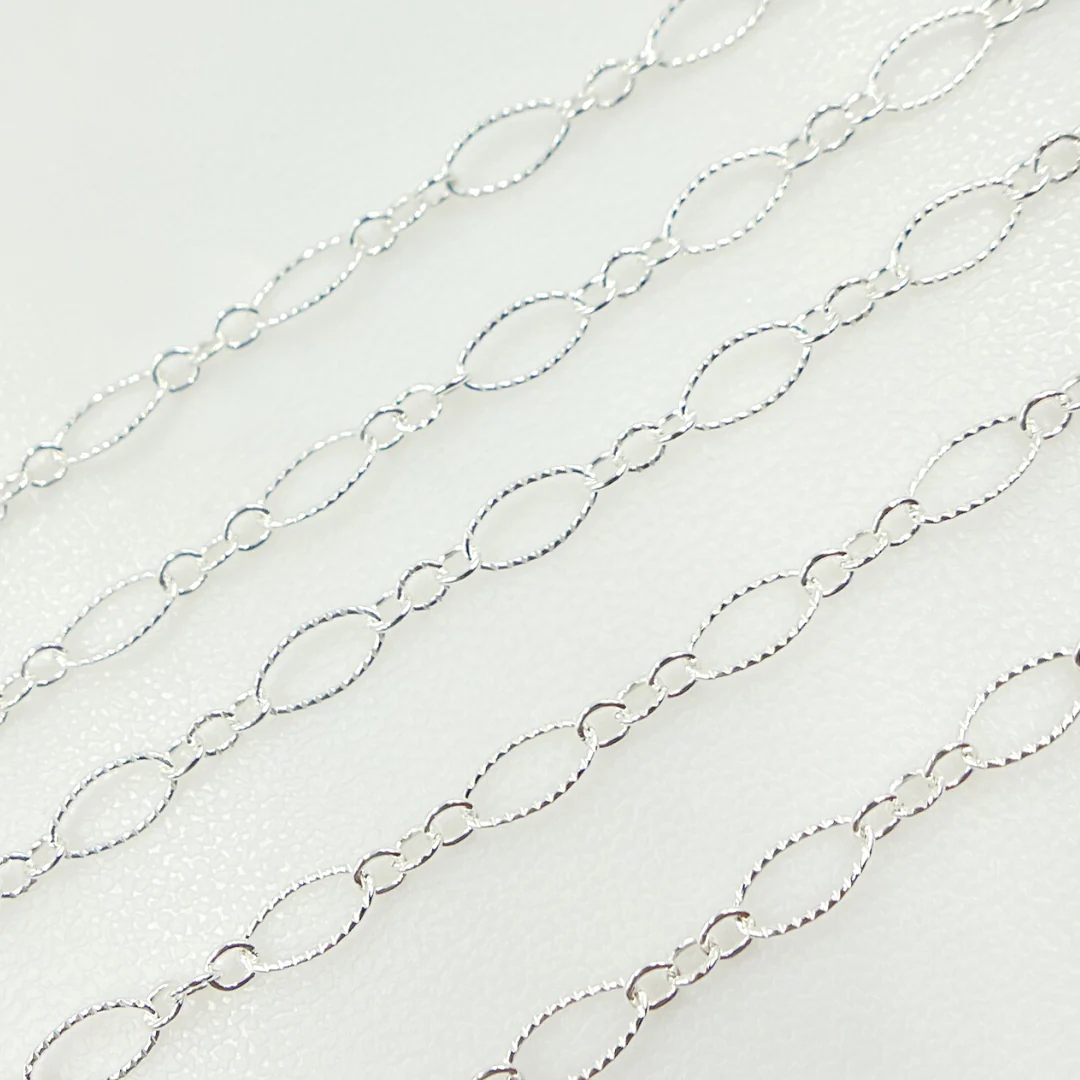 738TWSS. 925 Sterling Silver Twisted Oval and Round Link Chain - Image 2