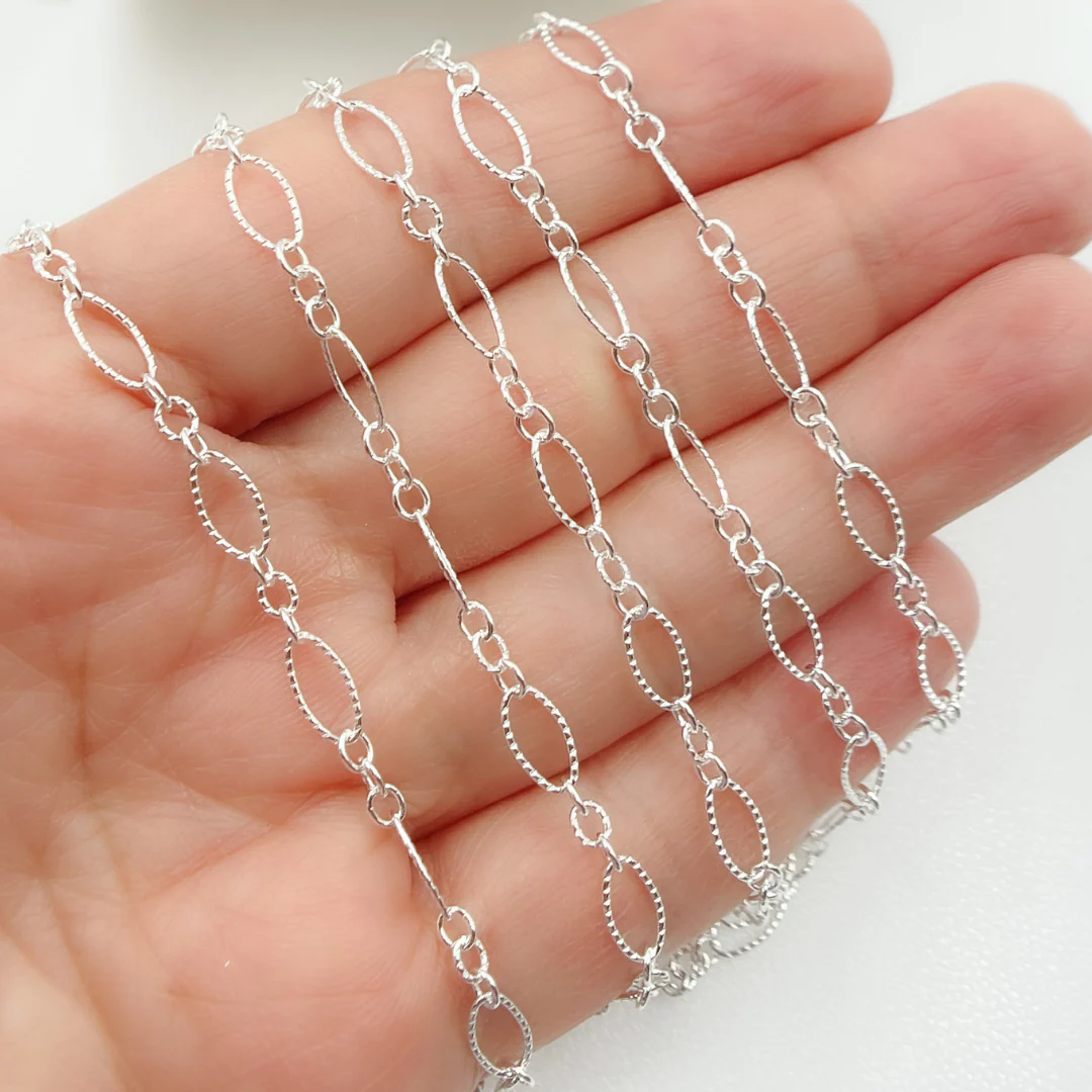 738TWSS. 925 Sterling Silver Twisted Oval and Round Link Chain - Image 3