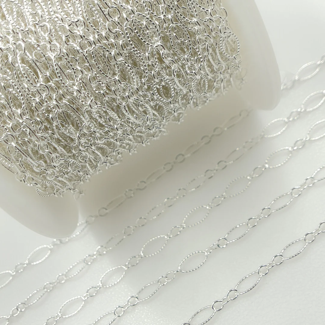 738TWSS. 925 Sterling Silver Twisted Oval and Round Link Chain - Image 4