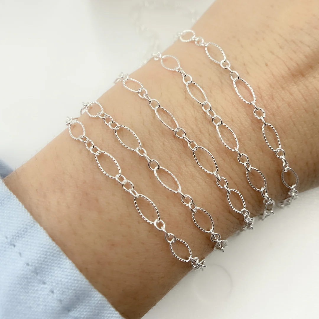 738TWSS. 925 Sterling Silver Twisted Oval and Round Link Chain - Image 5