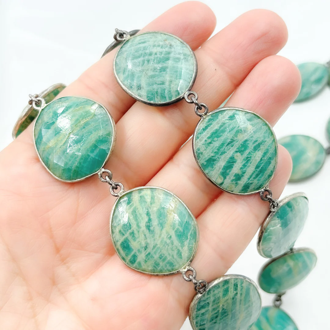 Amazonite Oval Shape Oxidized Wire Chain. AMZ4 - Image 3