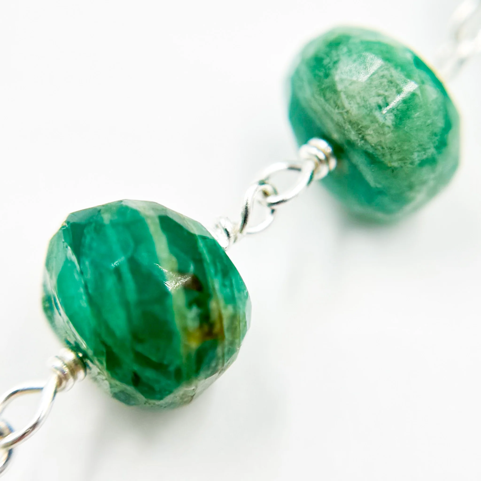AMZ27. Amazonite Sterling Silver Wire Chain - Image 4