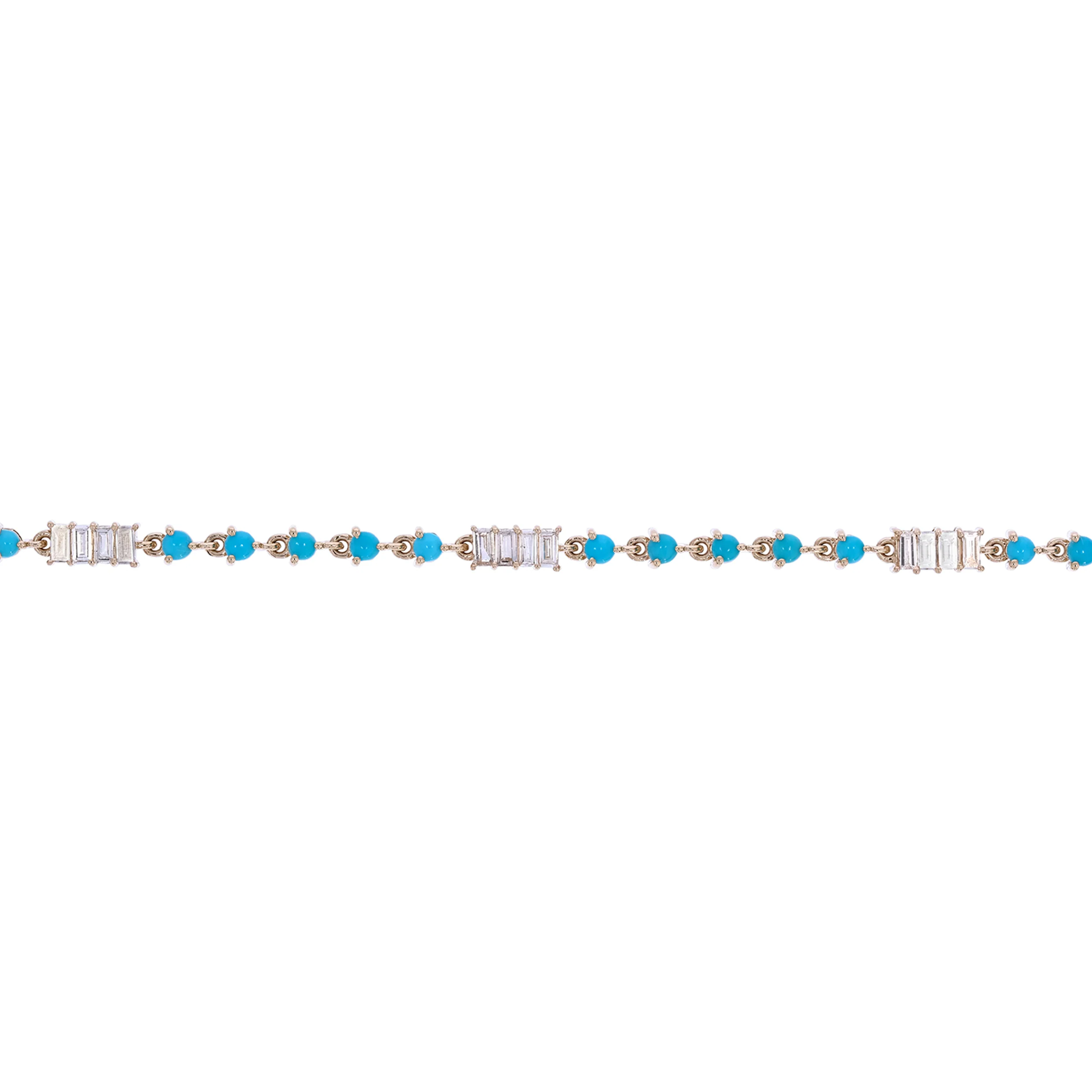 BFH61078TQ. 14K Solid Gold Diamond and Turquoise Fancy Bracelet - Image 3