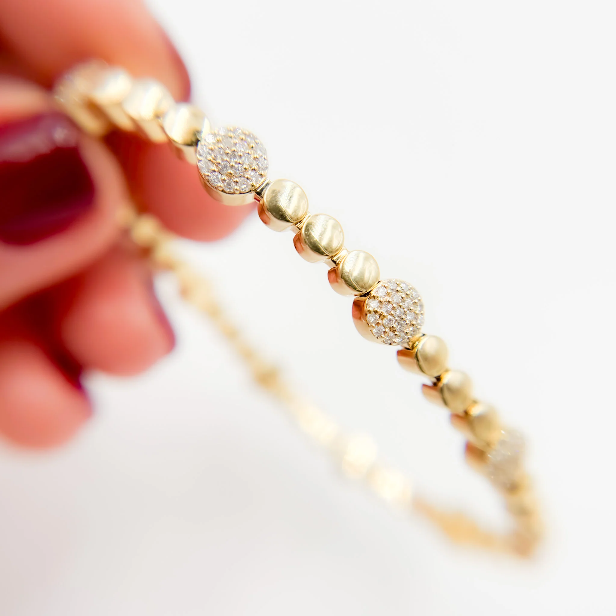 BFL60922. 14K Solid Gold Diamond Stretch Bracelet - Image 3