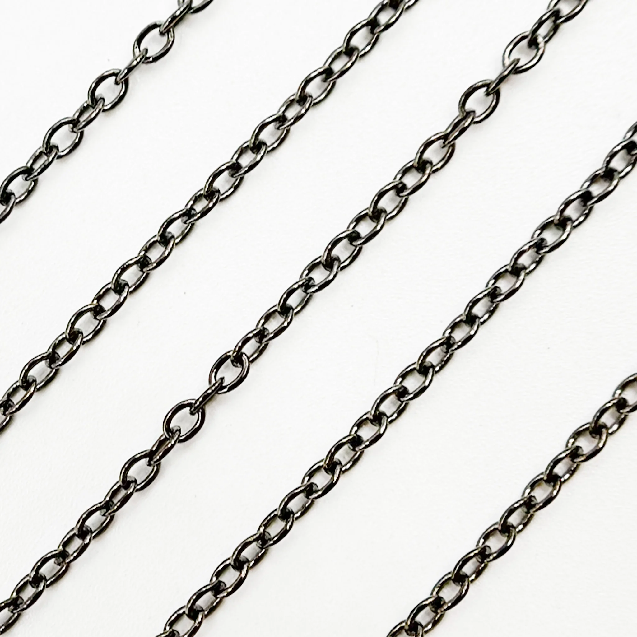 V195BR. Black Rhodium Sterling Silver Smooth Oval Link Chain - Image 3