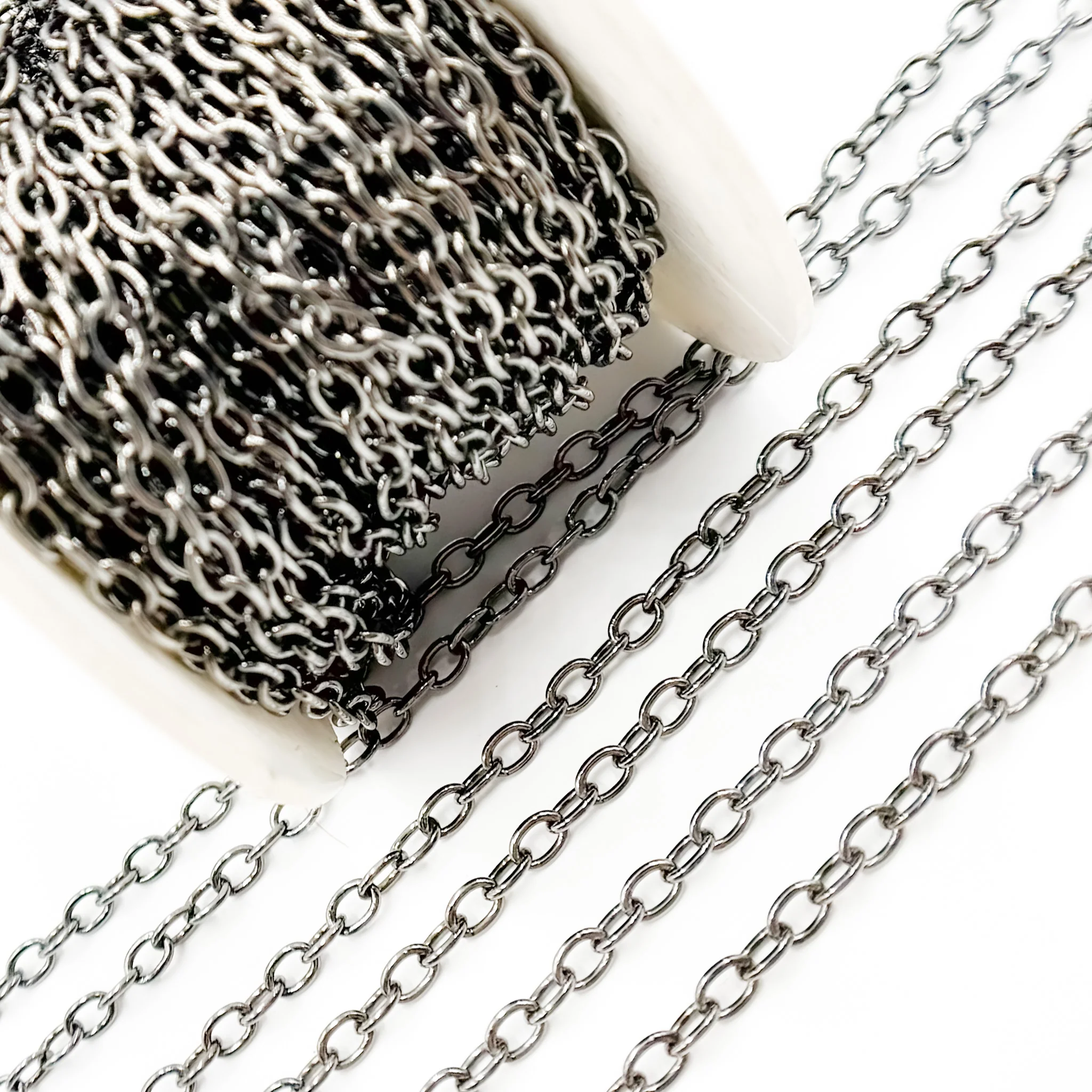 V262BR. Black Rhodium Sterling Silver Black Rhodium Cable Chain - Image 5