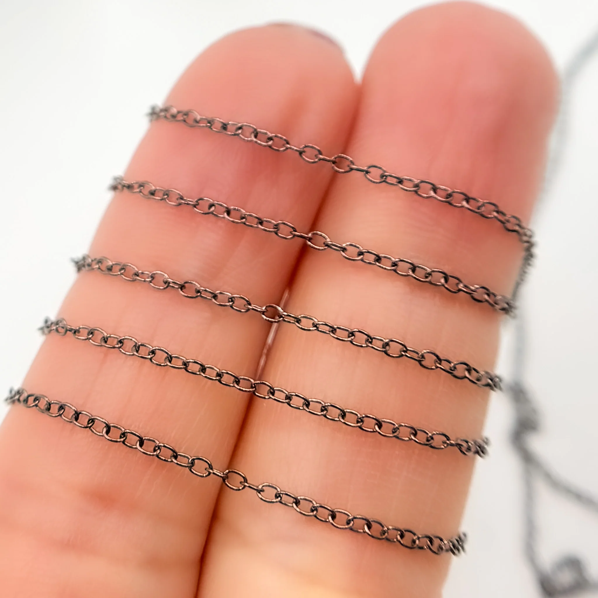 V104BR. Black Rhodium Sterling Silver Smooth Cable Chain