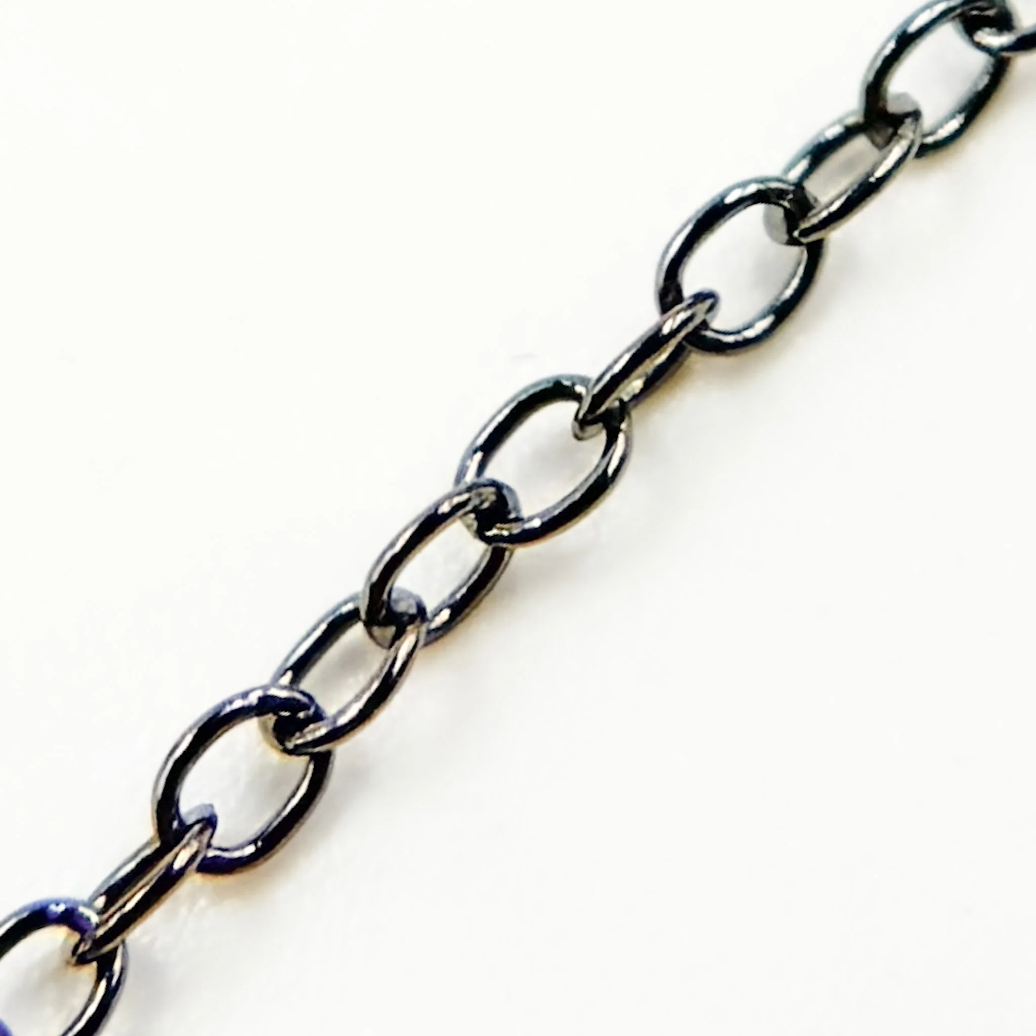 V104BR. Black Rhodium Sterling Silver Smooth Cable Chain - Image 4
